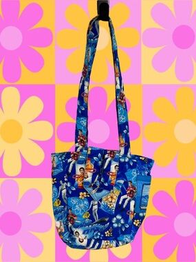 Handmade Blue Hawaii Elvis quilted tropical shoulder bag